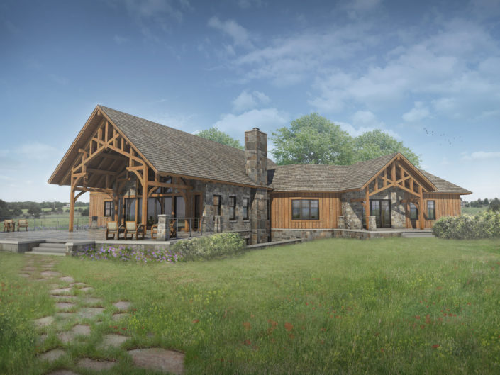 Timberframe Rendering South Dakota Homes by Tabberson Architects