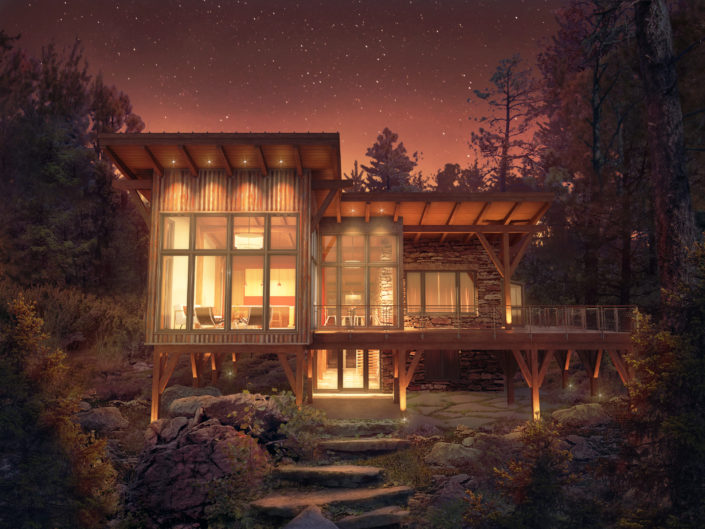 Golden Canyon Cabin – Back Exterior Rendering