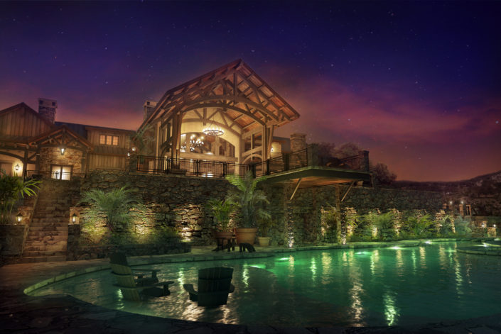 Live Oak Ranch – Night Pool Rendering