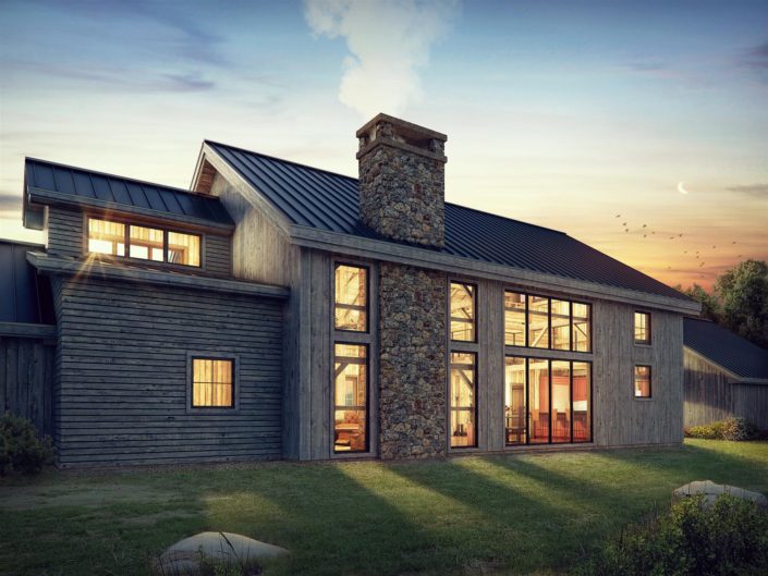 1860 Vintage Barn – Dusk Rendering