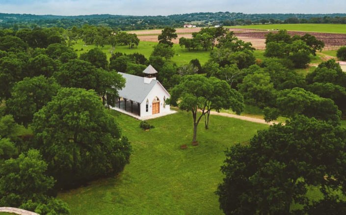La Bonne Vie Ranch Wedding Chapel – Aerial View of the Chapel and Landscape
