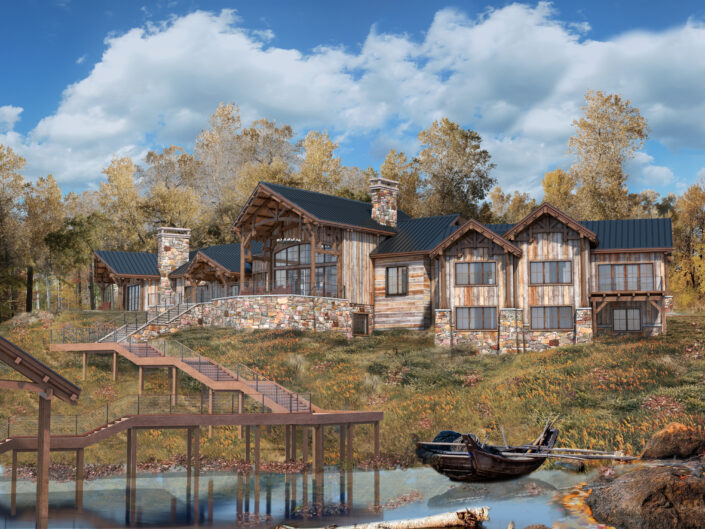 Lake Egypt Cottage – Exterior Back Render