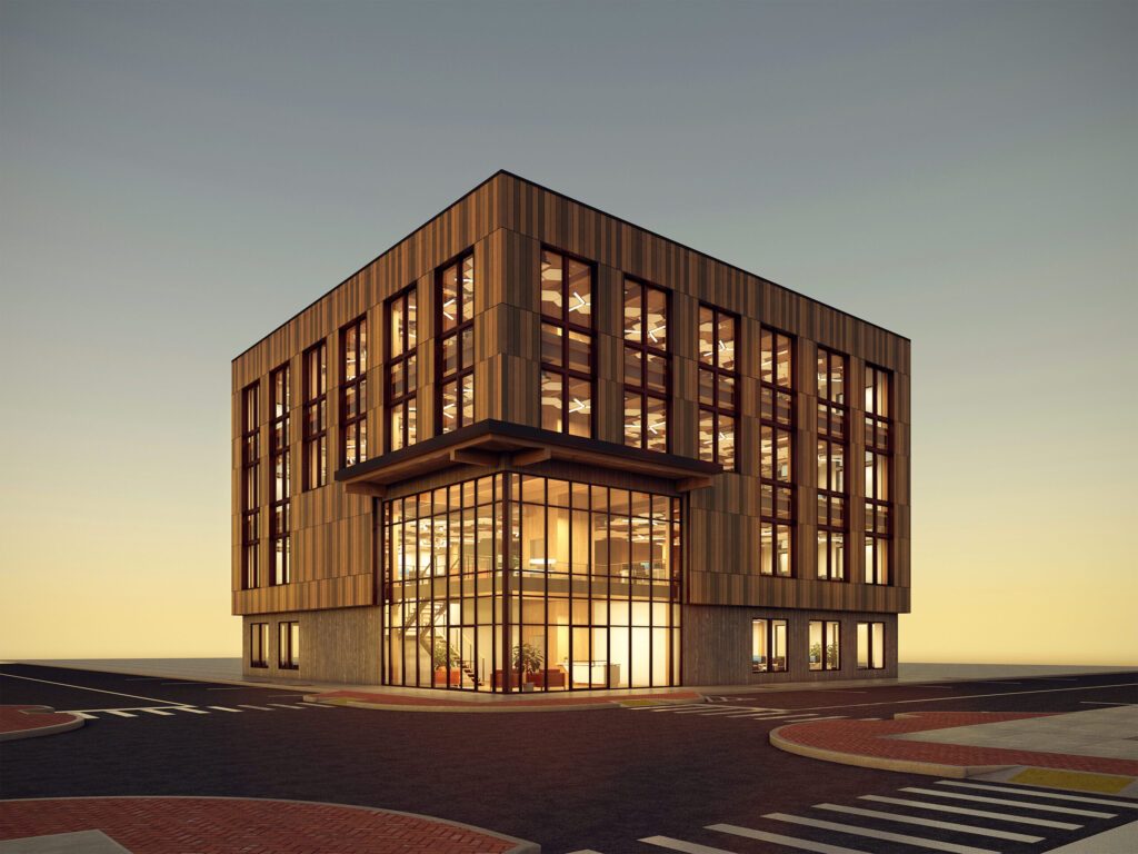Mass timber midrise office building